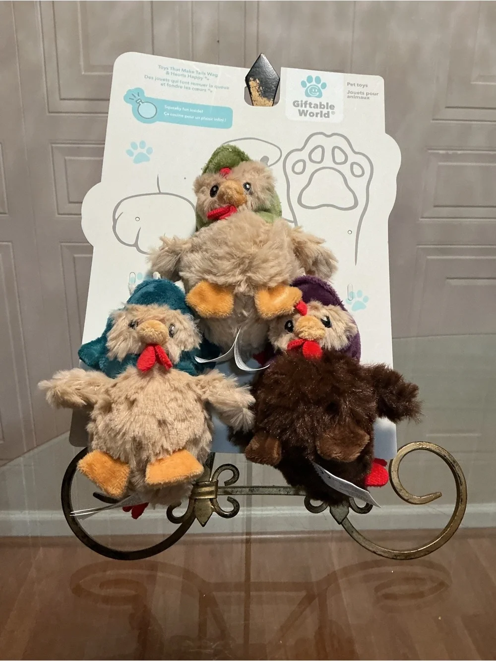Beautiful Giftable World Chickens  Set Of 3 Stuffed Dog Toy With Squeaker 5.5